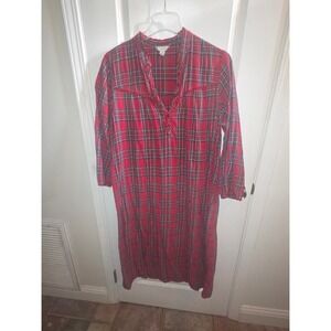 Charter Club Intimates Red Plaid Cotton Nightgown Sleep Shirt Womens Large L